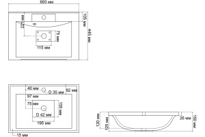 Мебельная раковина Misty Комфорт 70 - 3