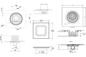 Душевой трап Berges Zentrum Antik 15х15 хром глянцевый - 2