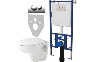 Комплект Унитаз подвесной Seramiksan Natura A051041H + Система инсталляции для унитазов DIWO 4501 + Кнопка смыва DIWO 7312 хром