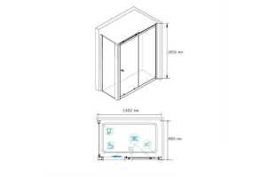 Душевой уголок RGW Classic CL-48B 140x80 профиль черный матовый стекло прозрачное - 3