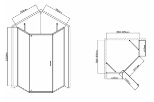 Душевой уголок Vincea Slim-U 90х90 хром стекло прозрачное - 2
