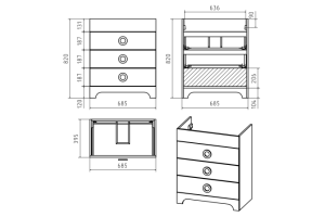Тумба с раковиной Misty Лейла 70 белая глянцевая - 3