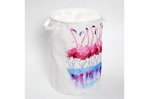 Корзина для белья Wasserkraft Lossa  рисунок белый - розовый - 2