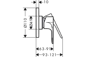 Смеситель для душа Hansgrohe Rebris S черный матовый - 3