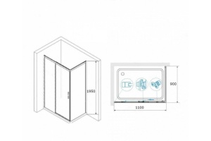 Душевой уголок RGW Leipzig LE-41-1B 110х90 профиль черный стекло прозрачное - 3