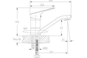 Смеситель для раковины Rossinka  хром (RS29-22) - 2
