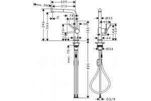 Кухонный смеситель Hansgrohe Talis M54 однорычажный, 270, Eco, с вытяжным изливом, 1jet, матовый черный 72845670 - 2