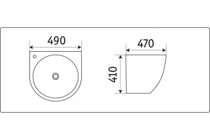 Раковина подвесная CeramaLux N 49 см черный/белый (500FBW) - 2