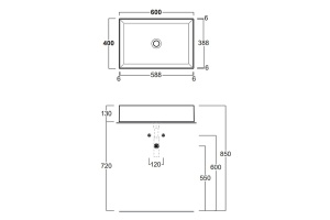 SIMAS AGILE Раковина на столешницу 60х40 см,без перелива, без отв  под смеситель,цвет белый - 3