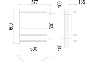 Водяной полотенцесушитель Terminus Виктория П6 500x600 Хром боковое подключение - 3