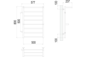 Водяной полотенцесушитель Terminus Анкона П8 500x800 с полкой Хром боковое подключение - 3
