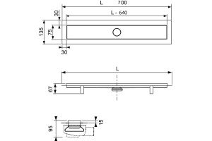 Душевой лоток TECE linus 15100079 70 см комплект - 3
