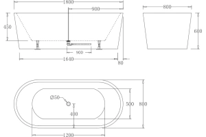 Акриловая ванна BELBAGNO 180х80 белый (BB71-1800-W0) - 3