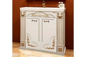 Мебель для ванной Misty Барокко 100 белая, патина - 3