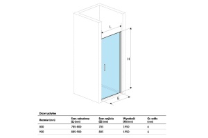 Душевая дверь Excellent Mazo 80 профиль хром стекло прозрачное - 3