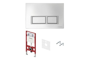 TECE spring комплект 4 в 1 Застенный модуль,панель смыва с прямоугольными кнопками, хром глянцевый