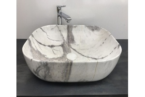 Раковина накладная CeramaLux MNC 50 см под камень/белый, серый (K397G125) - 3