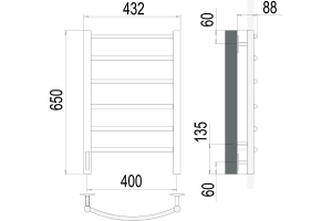 Электрический полотенцесушитель Terminus Классик П6 400x650 Хром - 3