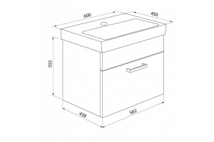 Тумба с раковиной IDDIS Mirro 60 подвесная белая/под дерево (MIR60W0i95K) - 2