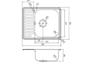 Мойка, нержавеющая сталь, полированная, чаша справа, 585*485, Strit S, IDDIS, STR58PRi77 - 2
