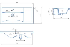 Мебельная раковина Санта Kirovit Фостер 80 R - 3