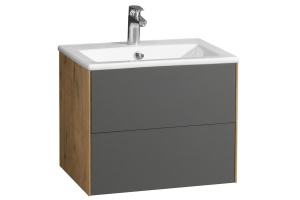 Тумба под раковину Aquaton Сохо 60 серый-светлое дерево - 2