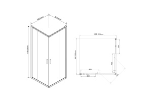 Душевой уголок Vincea Garda 90x90 профиль сталь стекло прозрачное - 3