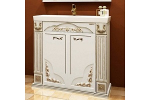 Тумба для комплекта Misty Барокко 100 белая, патина - 2