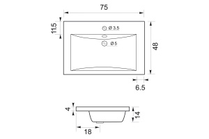 Мебельная раковина Aquanet Нота 75 NEW - 3