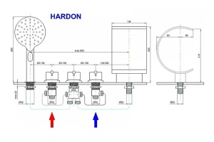 Смеситель на борт ванны Royal Bath Hardon хром - 3