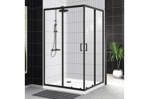 Душевой уголок BelBagno Uno-195 AH 2 120/100 C Nero профиль черный, стекло прозрачное