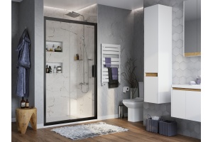 Душевая дверь в нишу STWORKI Стокгольм DE019D2100200BLK 100 см профиль черный матовый, раздвижная, прозрачное стекло - 3