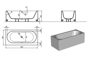 Ванна из литьевого мрамора Kolpa San Atys 180х85 белая - 3