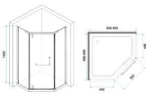 Душевой уголок RGW Hotel HO-081 90x90 профиль хром стекло прозрачное - 3