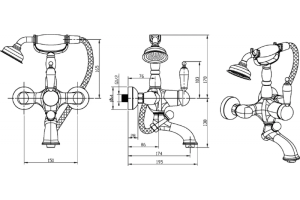 Смеситель для ванны Boheme Medici бронза с черным Swarovski - 3