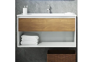 Комплект мебели Sanvit Контур 90 белый глянец - светлое дерево - 2