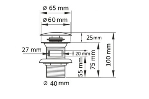 Донный клапан для раковины Ceramalux хром (RD003) - 2
