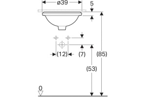 500.746.01.2 Geberit VariForm Раковина с установкой под столешницу круглой формы, D1=33 см, без отв. под смеситель, без отв. перелива - 2