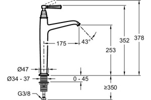 Смеситель Jacob Delafon Cleo1889 E24309-BGG для раковины - 2