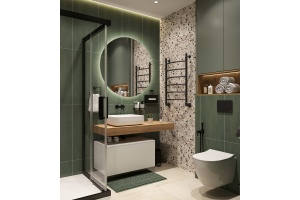 Столешница STWORKI Ольборг 120 дуб французский, без отверстий, с тумбой 80, с раковиной STWORKI Soul 1 белой - 3