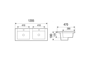 Раковина встраиваемая WeltWasser WW DEILBACH 7506-1202 двойная 120 белый (10000003906) - 2