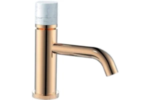 Смеситель для раковины Boheme Stick золото, белый мрамор (121-G-MR-W)