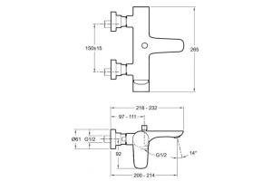 Смеситель Jacob Delafon Aleo для ванны с душем E72282-CP - 2