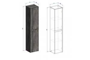 Шкаф-пенал BelBagno Kraft 33х160 серый - 3