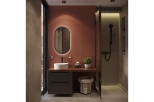 Тумба с раковиной STWORKI Берген 60 серая с темной столешницей 122, Bocchi Vessel 1174-061-0125 - 2