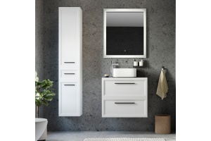 Мебель для ванной STWORKI Эстерсунд 75 белая матовая, монте тиберио с отверстием под смеситель в столешнице