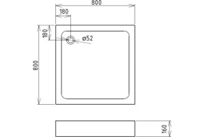 Квадратный душевой поддон Gemy  80x80 см (ST15A) - 2