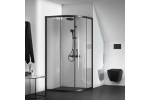 Душевой уголок Ideal Standard Connect 2 100x100 профиль черный стекло прозрачное - 3