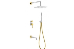 Душевой комплект Boheme Uno белый, золото (464-2-WG)