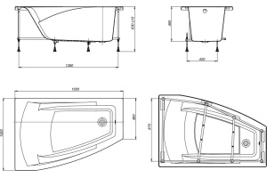 Акриловая ванна Roca Hall 150x100 см (ZRU9302864) - 3